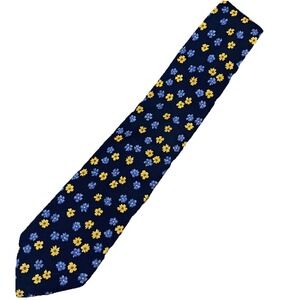 FACONNABLE MENS BLUE FLORAL 100%‎ SILK CLASSIC NECK TIE WIDTH: 3 3/4"